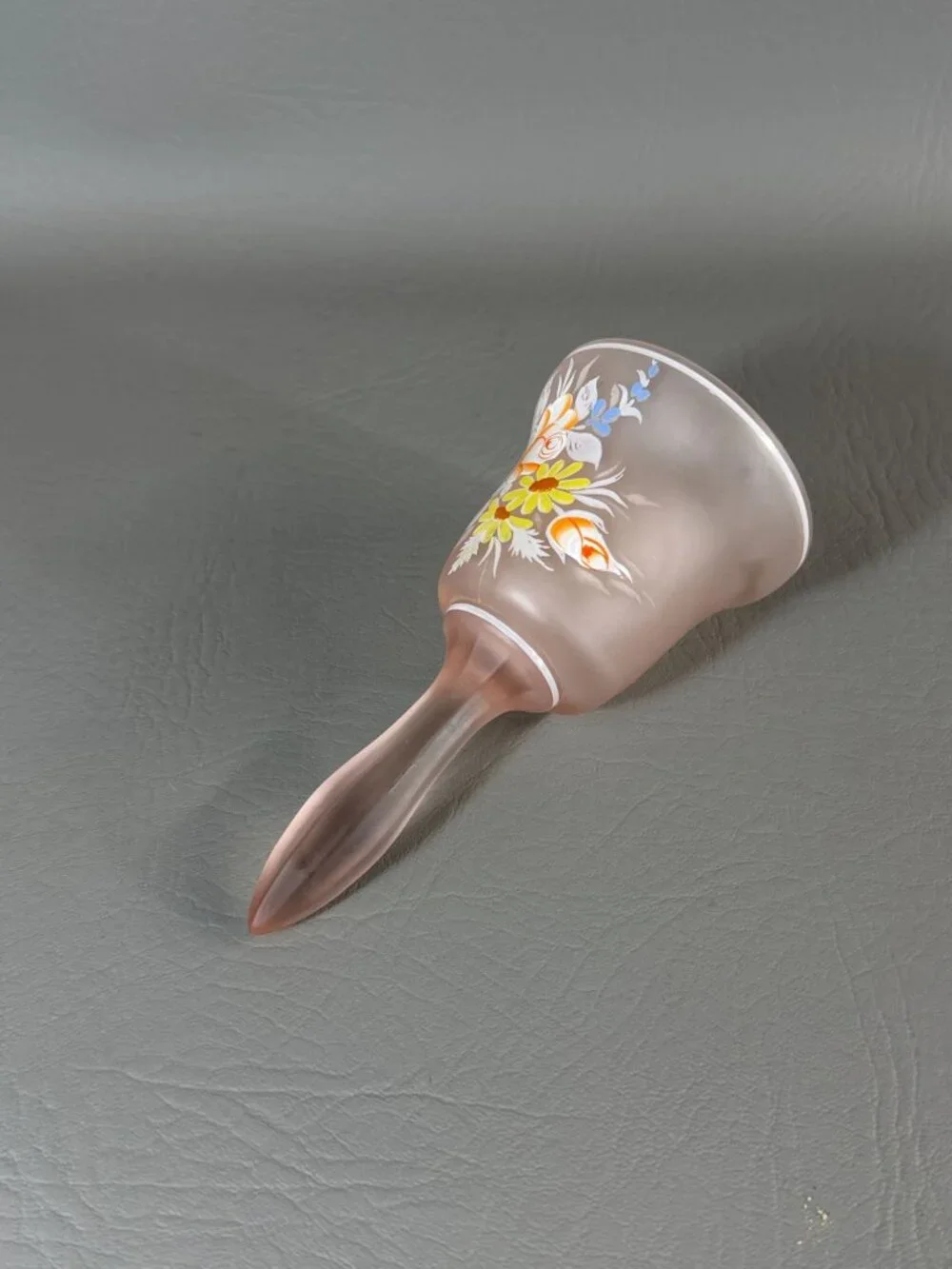 Westmoreland Glass Bell Hand-Painted Flowers Pink Satin Finish Vintage